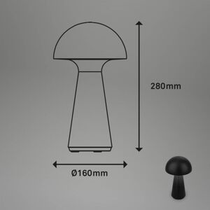 Briloner LED stolní lampa Fungo na baterii, dobíjecí, černá