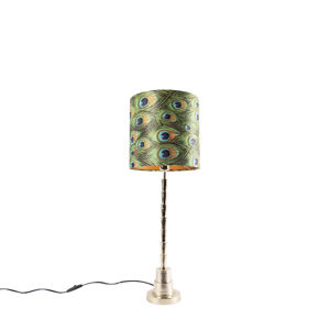 Stolní lampa ve stylu Art Deco zlatá s designovým odstínem páv 25 cm - Pisos