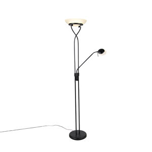 Stojací lampa černá včetně LED a stmívače s lampou na čtení - Empoli