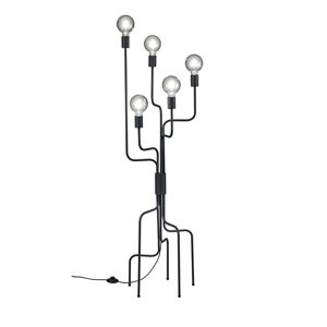 Moderní stojací lampa, černá, 5 světel, Tibo