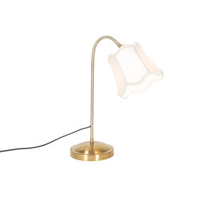 Klasická stolní lampa mosazná s bílým stínidlem - Nona