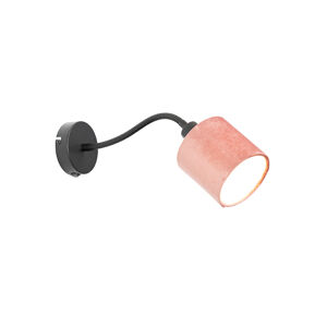 Nástěnná lampa černá s růžovým odstínem vypínače a flex ramenem - Merwe