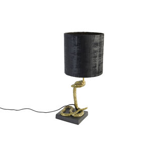 Vintage stolní lampa mosazná s černou se stínidlem černá 20 cm - Animal Slange