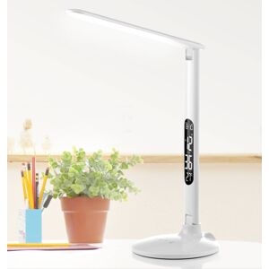 Aluminor LED stolní lampa Success s hodinami, bílá