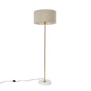 Moderní stojací lampa mosazná se stínidlem boucle taupe 50cm - Kaso