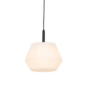 Buiten hanglamp zwart met witte kap 33 cm IP44 - Robbert