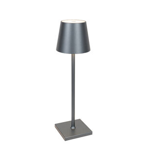 Venkovní stolní lampa šedá včetně LED a dobíjecího stmívače - Jackson