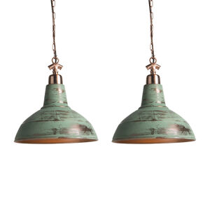 Sada 2 vintage závěsných lamp měď - Goliath large