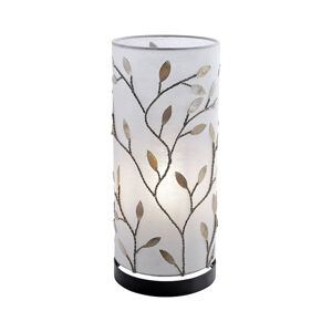 Venkovská stolní lampa s krémovým odstínem a kovovými listy v rezavě hnědé barvě - Fleur