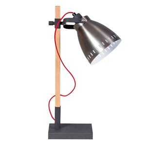 Venkovská stolní lampa ze dřeva se stříbrným odstínem - Biscari