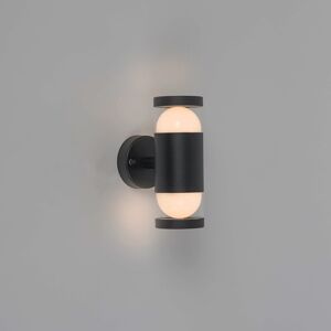 Moderní kulaté venkovní nástěnné svítidlo černé včetně LED se 2 světelnými body - Prim