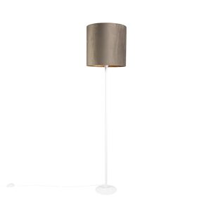 Stojací lampa bílá s taupe odstínem a zlatým vnitřkem 40 cm - Simplo