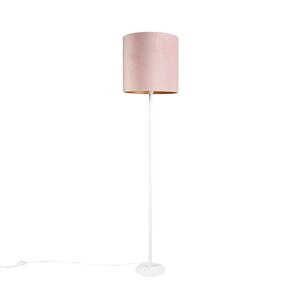 Romantická stojací lampa bílá s růžovým odstínem 40 cm - Simplo