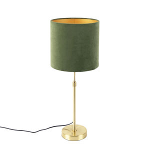 Stolní lampa zlatá/mosazná ssametovým stínítkem zelená 25 cm - Parte