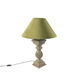Venkovská stolní lampa s velurovým odstínem mechově zelená 50 cm - yzop