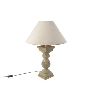 Venkovská stolní lampa s velurovým odstínem taupe 50 cm - Yzop