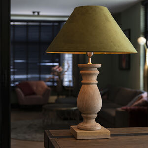Venkovská stolní lampa s velurovým odstínem mechově zelená 50 cm - Catnip