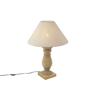 Venkovská stolní lampa s lněným odstínem béžová 50 cm - Catnip