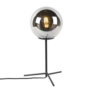 Stolní lampa ve stylu art deco černá s kouřovým sklem 45,5 cm - Pallon