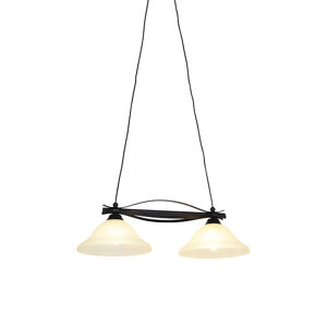 Klasická závěsná lampa hnědá s béžovým sklem 2 světlo - Pirata